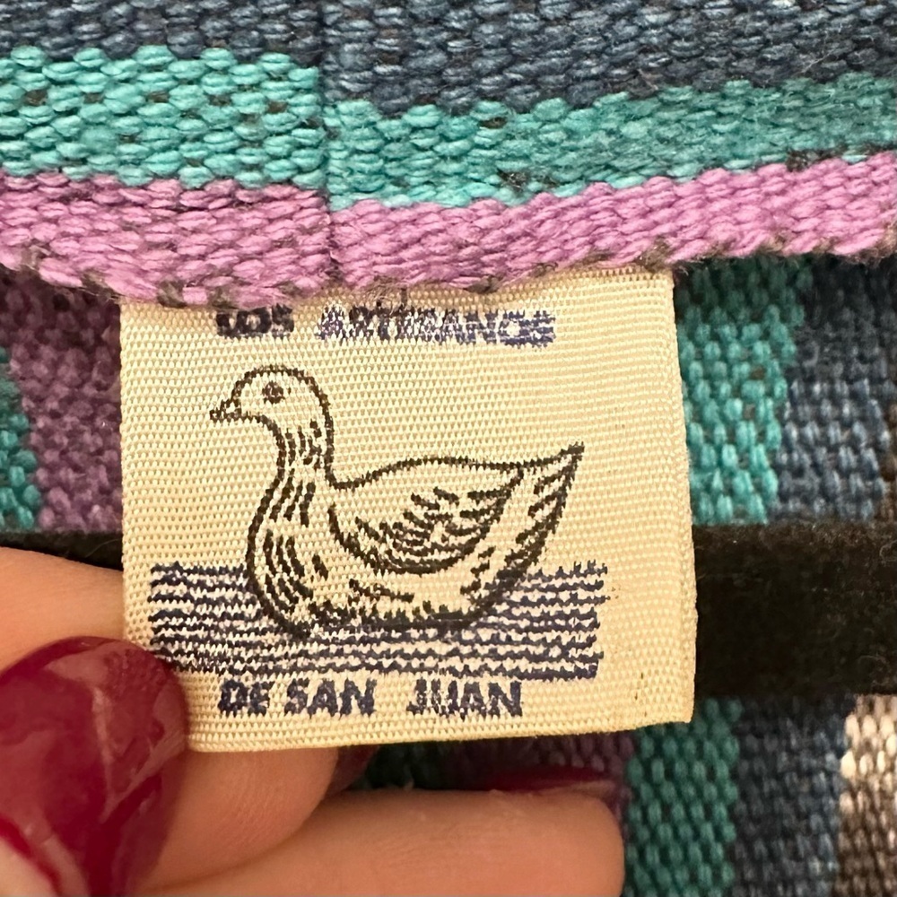 LOS ARTESANOS DE SAN JUAN Vintage Handwoven Native Print Open Woven Jacket XL - Picture 6 of 7